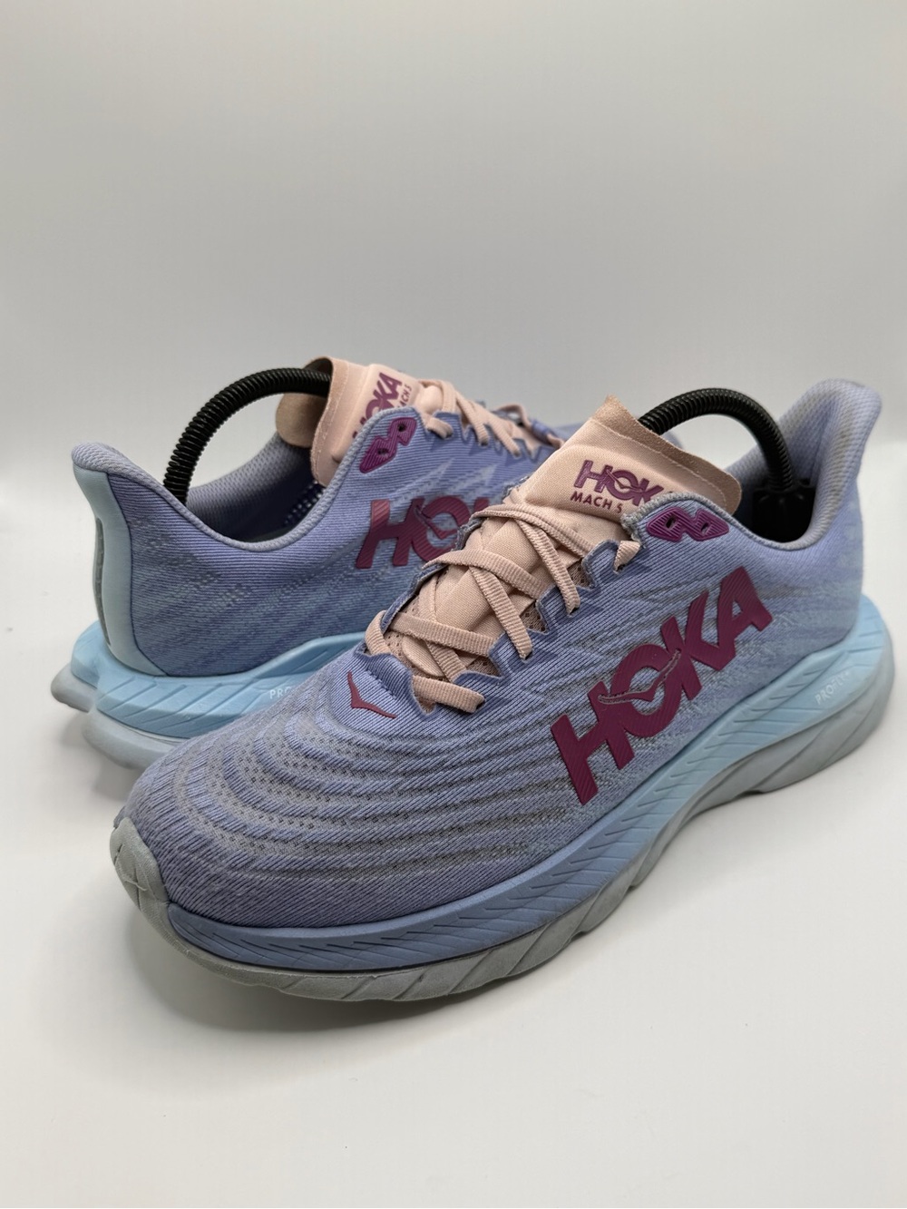 Hoka Women's Mach 5 Sneakers in Lavender and Pale Pink